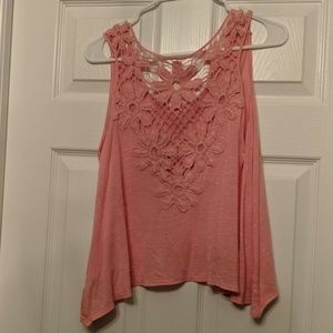 Pink floral cutout tank top